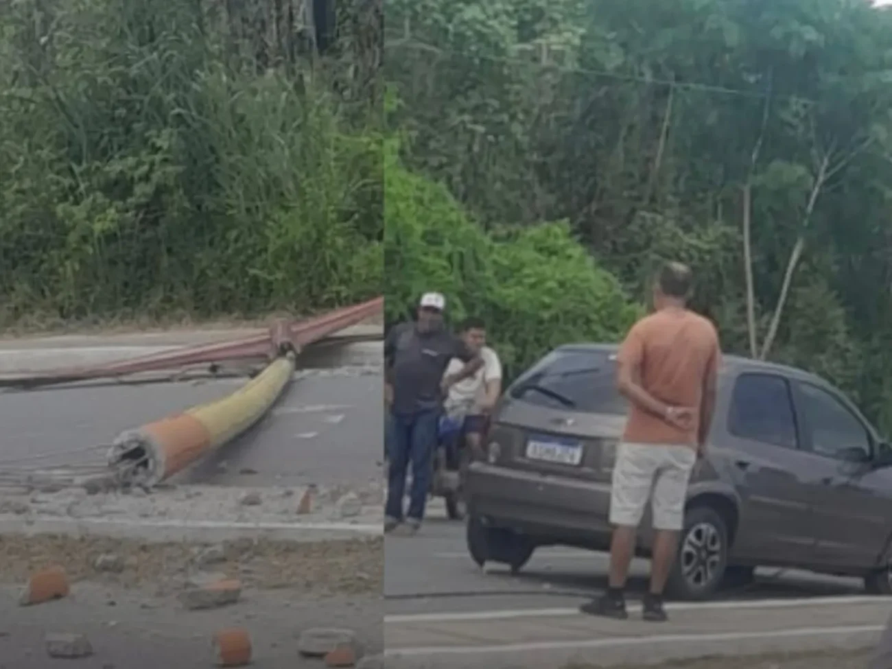Urgente: Carro colide e derruba poste na entrada de Reriutaba no Ceará