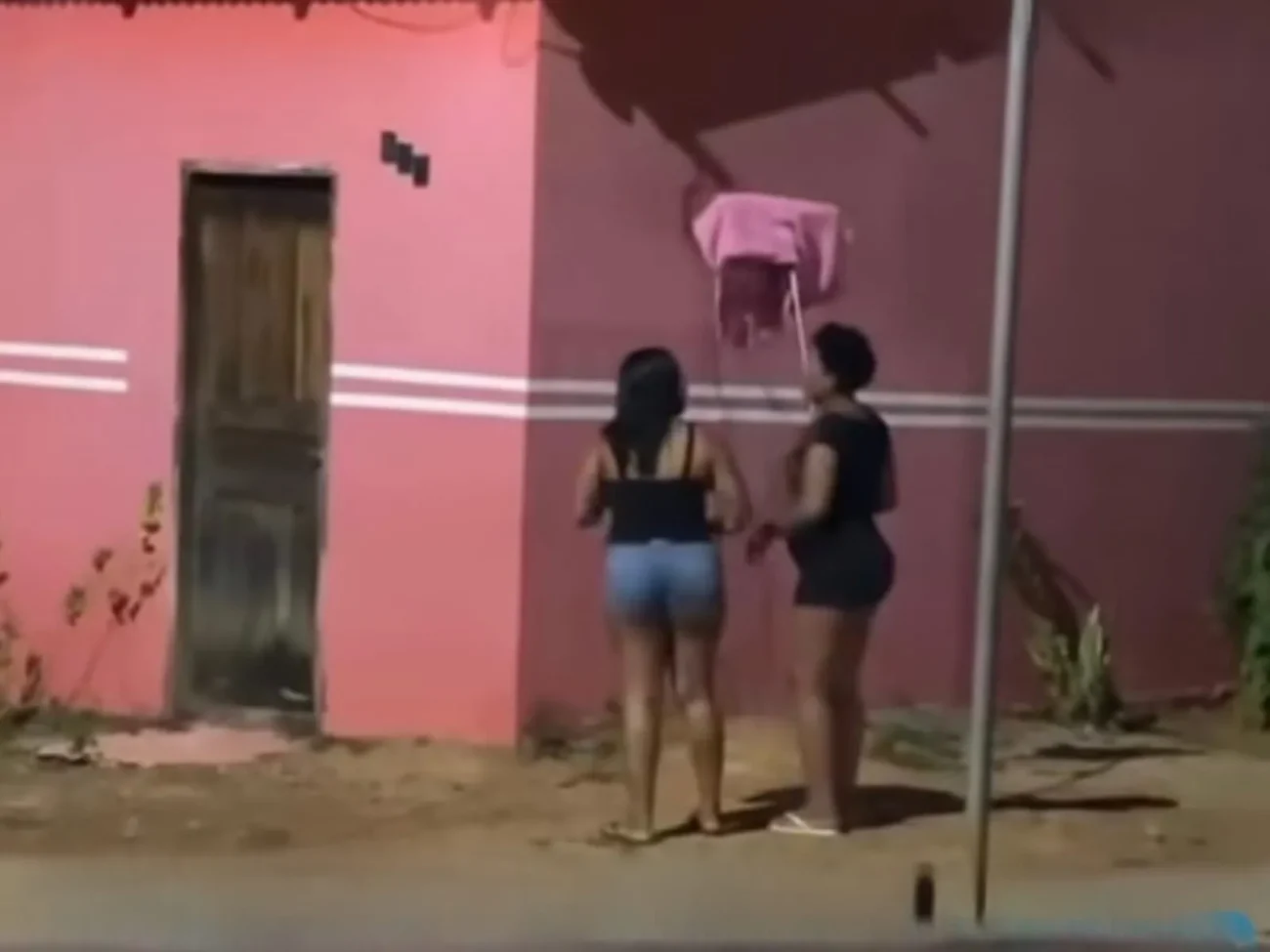 Vídeo mostra mulheres são flagradas furtando galinha; uma cobre a câmera enquanto a outra faz a ação