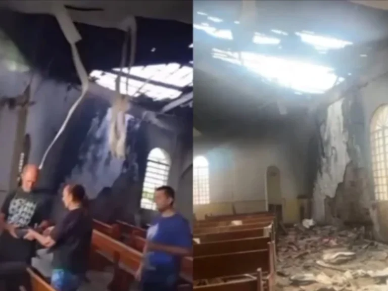 Incêndio assusta comunidade e destrói parte do teto da Capela Mãe Rainha em Juazeiro do Norte