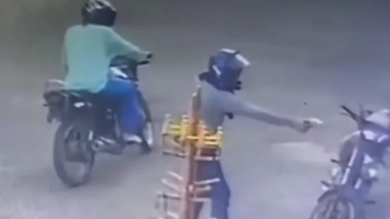 Vídeo mostra tentativa de homicídio é registrada por câmeras de segurança no centro de Meruoca no Ceará 