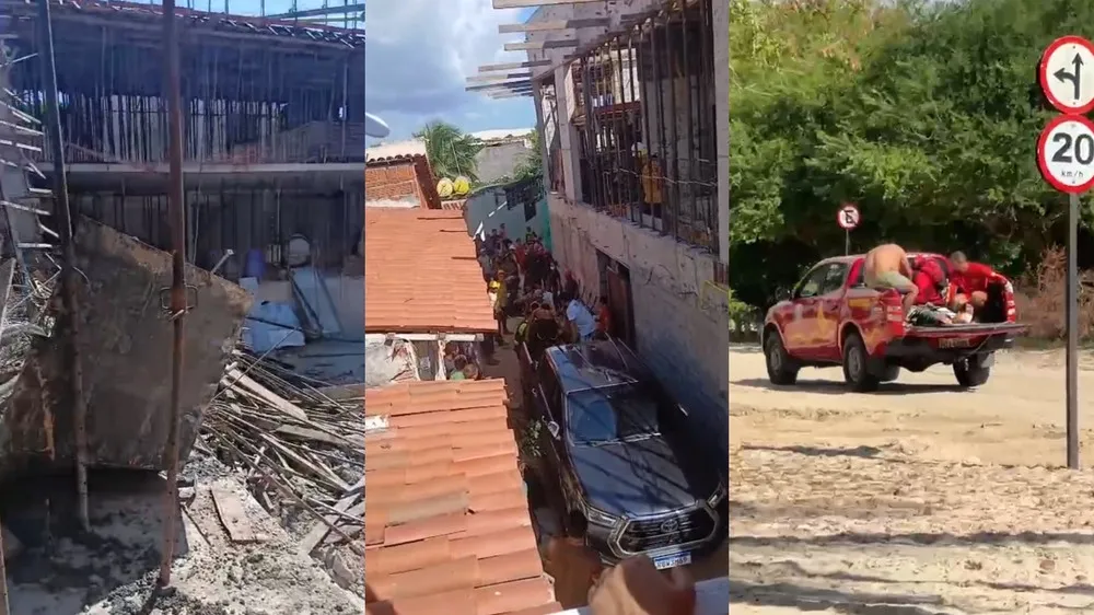 Desabamento de laje deixa cinco trabalhadores feridos na Vila de Jericoacoara, no Ceará