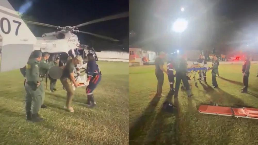 Policial é resgatado por helicóptero após sofrer acidente de trânsito no interior do Ceará