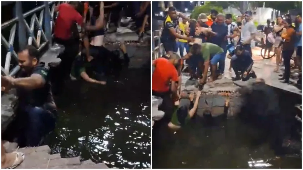 Calçadão desaba às margens da Lagoa da Salina e assusta moradores em Morada Nova no Ceará; duas mulheres ficam feridas